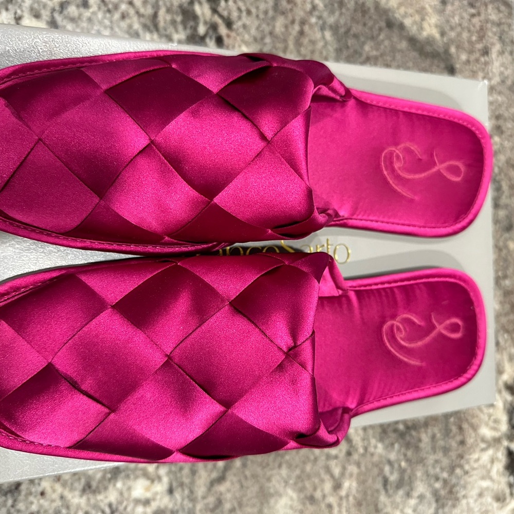Satin Pink Quilted Slippers